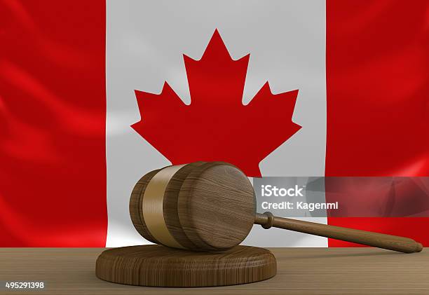 Canada Law And Justice System With National Flag Stock Photo - Download Image Now - 2015, Auction, Authority