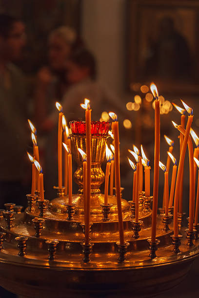 istock Candles Burning in Orthodox Church 495292286