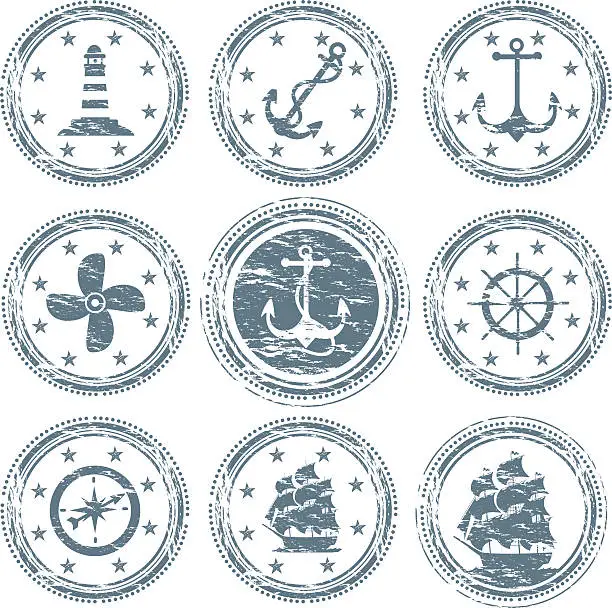 Vector illustration of Nautical Vessel Symbols