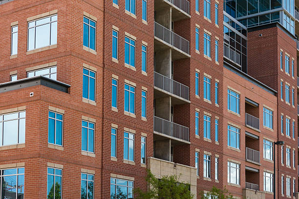 Condominiums Contemporary condominiums at Riverside development. new urbanism stock pictures, royalty-free photos & images