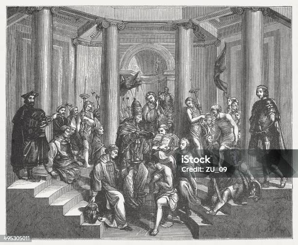 Baptism Of Constantine The Great By Pope Sylvester I Stock Illustration - Download Image Now