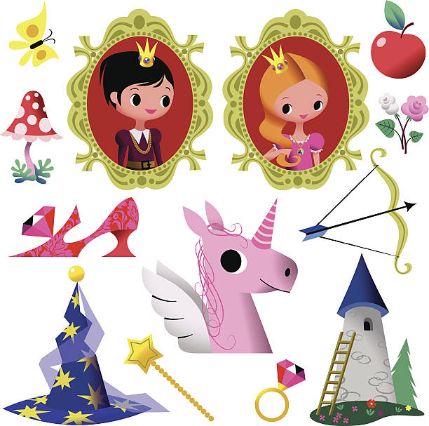 Fairy Tale Symbol Collection. Vector illustration of Fairy Tale Theme icon set. RGB, EPS 10. Use transparency. diamond ring clipart stock illustrations