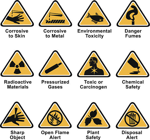 scientific hazard icons vector art illustration