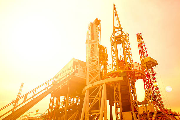 istock Oil production into the sea from above. 495305465