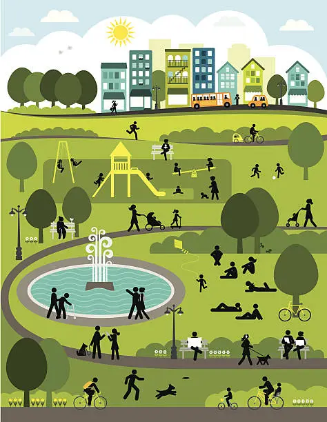 Vector illustration of Day in the City Park