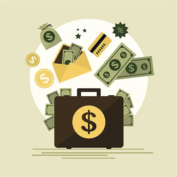 Vector illustration of Money suitcase
