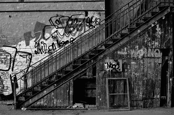istock Old stairs in abandoned building 495307035