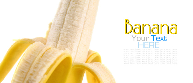 Macro banana isolated on a white background