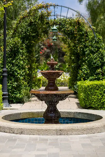 beautiful garden fountain in public space