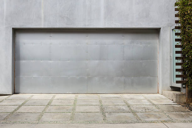 two car garage door, sliver, upscale, modern