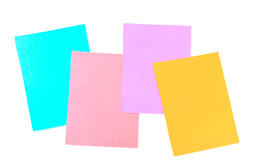 colored sheets for recording, stickers, templates for text and design