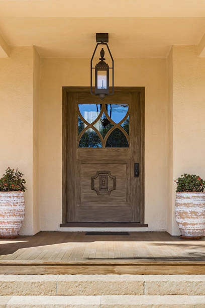 istock front door, wide and brown 495313140