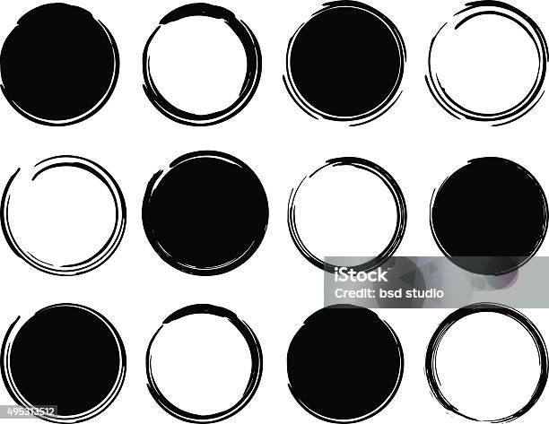 Black Ink Round Frames Stock Illustration - Download Image Now - Circle, Paintbrush, Japanese Culture