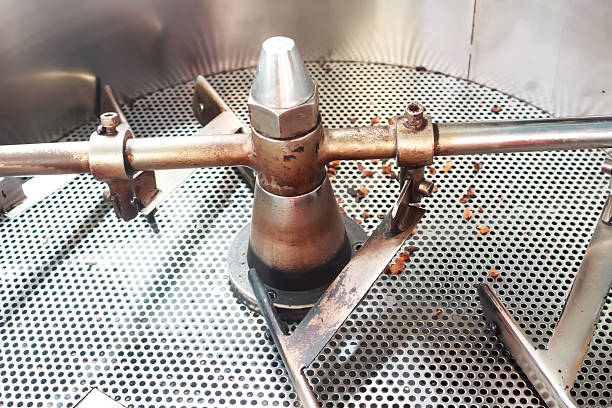 máquina de café malvaviscos - roasted machine bean mixing fotografías e imágenes de stock