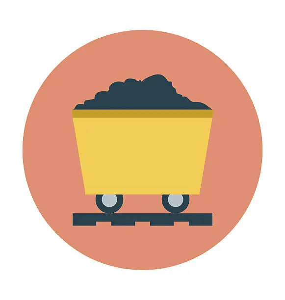 Vector illustration of Coal Trolley Colored Vector Icon