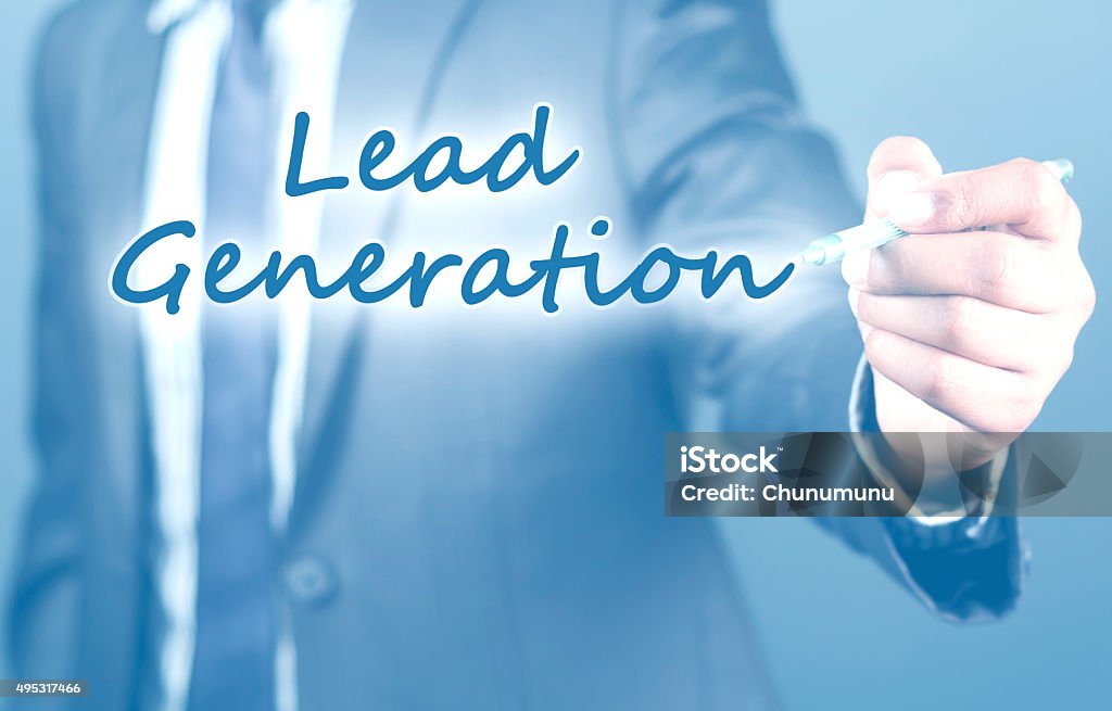 Highlightening the lead generation Man writing lead generation word Lead Generation Stock Photo