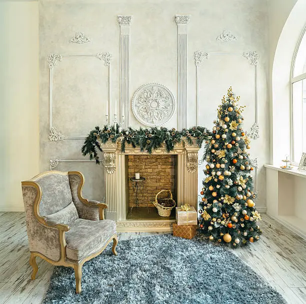 Photo of Chair Fireplace Christmas tree