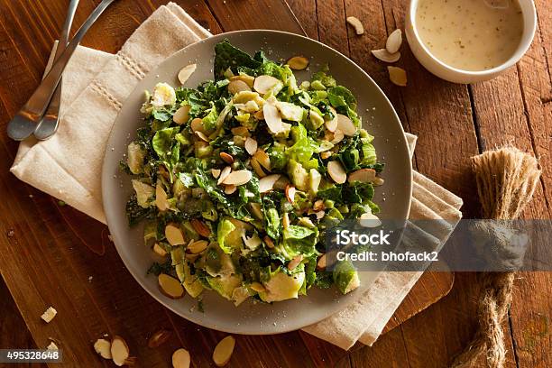 Kale And Brussel Sprout Salad Stock Photo - Download Image Now - Brussels Sprout, Salad, Kale