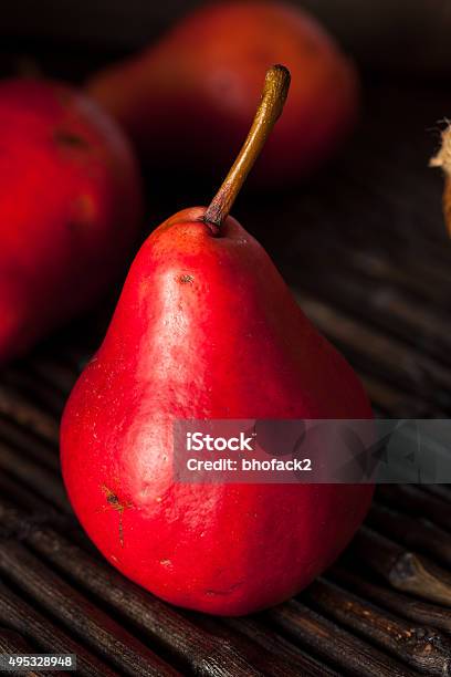 Raw Organic Red Pears Stock Photo - Download Image Now - 2015, Asian Pear, Backgrounds