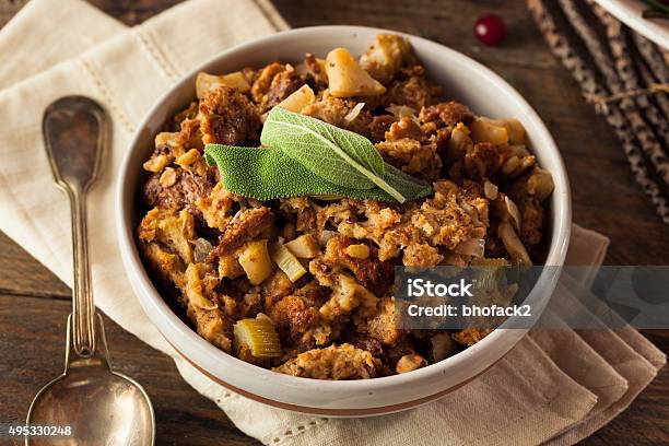 Homemade Thanksgiving Day Stuffing Stock Photo - Download Image Now - Stuffing - Food, Stuffed, Turkey - Bird