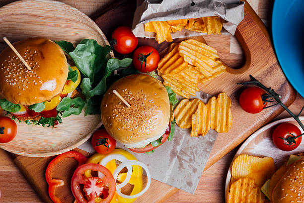 istock Top view - Hamburgers 495331928