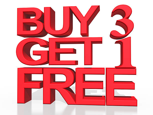 3D text Buy 3 Get 1 free on white background