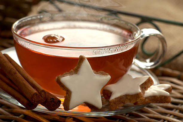 Hot tea with cinnamon stars