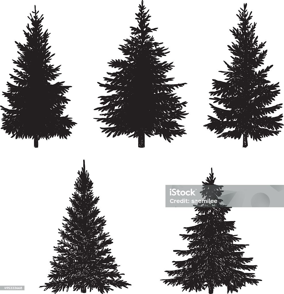 Pine Tree Set向量圖形及更多松樹圖片 - 松樹, 矢量圖, 樹 - iStock