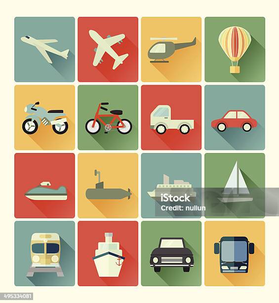 Vehicle Icons Stock Illustration - Download Image Now - Air Vehicle, Airplane, Bicycle