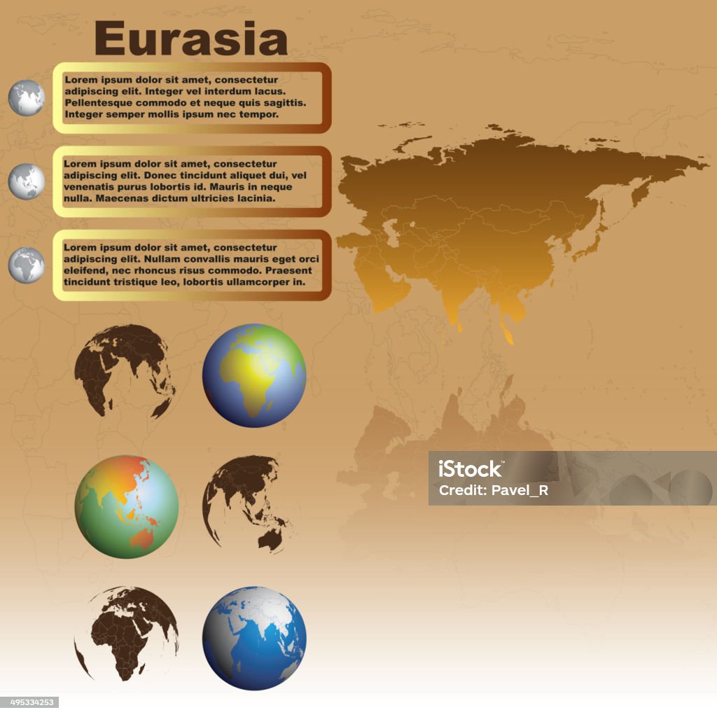 Eurasia Map Color Eurasia Map On Brown Background Vector Stock Illustration - Download ...
