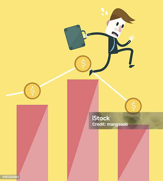 Businessman With Falling Down Graph Stock Illustration - Download Image Now - Adult, Banking, Bankruptcy