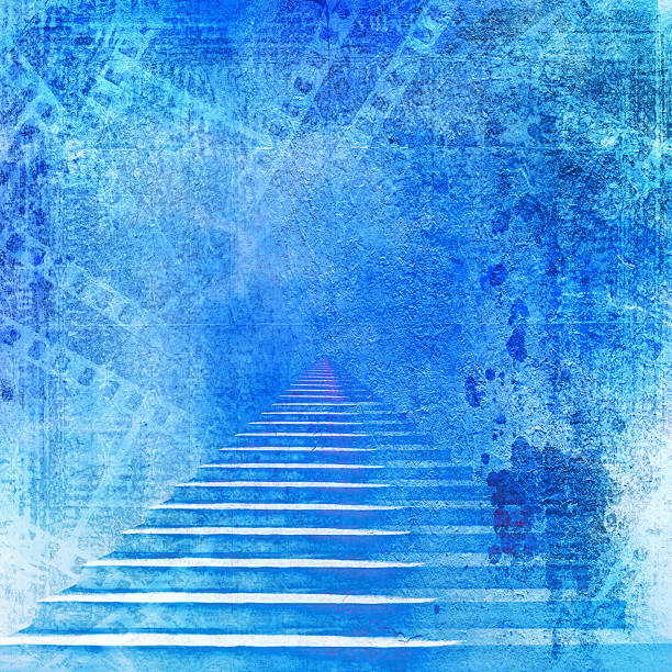 istock Stone stairs in the old paper background with slides 495337217
