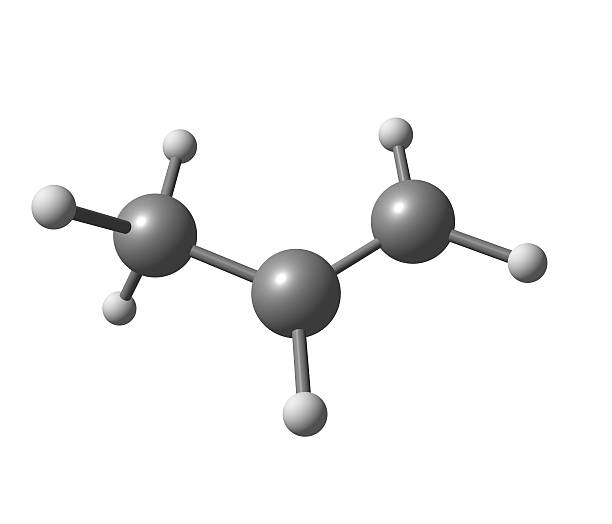 Propene (propylene) molecular structure on white background stock photo