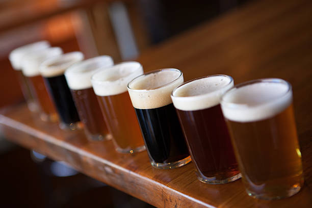 istock Beer tasters lined up at a brewpub 495339489