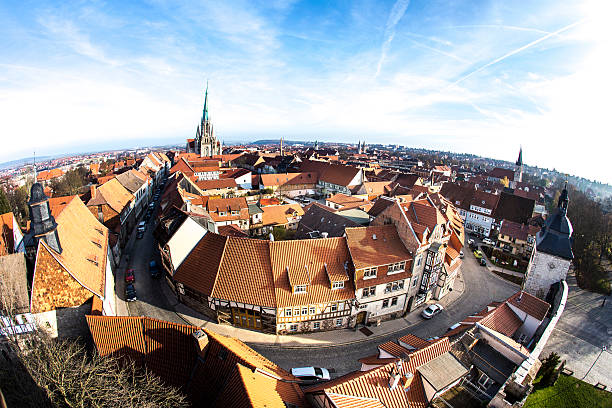 германия, тюрингия, muhlhausen, вид на город - mühlhausen стоковые фото и изображения