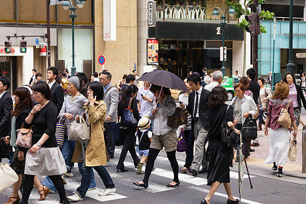 A crosswalk in Tokyo, Japan on a work day.