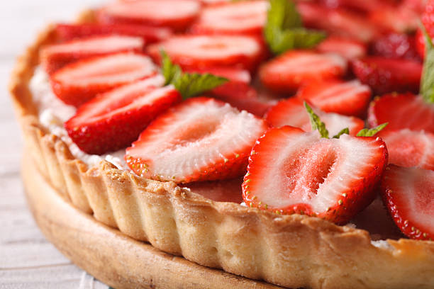 istock homemade strawberry tart closeup. Horizontal 495342942