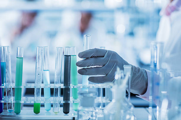 istock Unrecognizable person taking a test tube for an experiment. 495343470