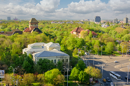 Bucharest, Romania - April 23, 2015: Panoramic view of Bucharest from above.