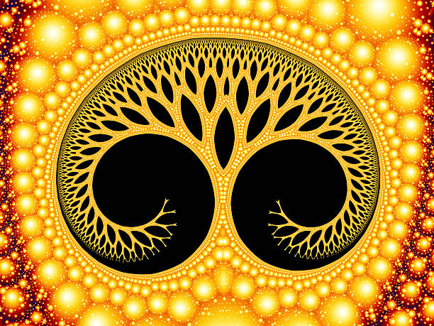 istock Cosmic evolutionary tree of life symbol golden fractal image 495345902