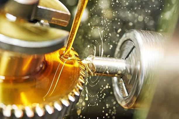 metalworking industry. tooth gear cogwheel machining by cutting mill tool. 