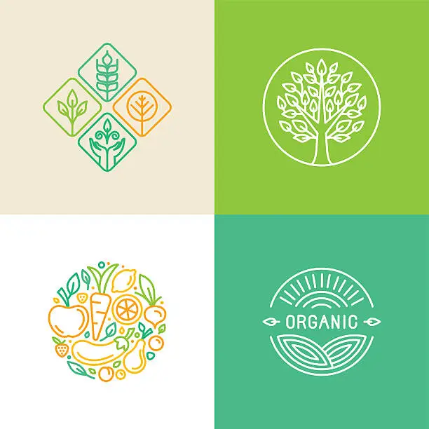 Vector illustration of Vector linear logo design template and badges