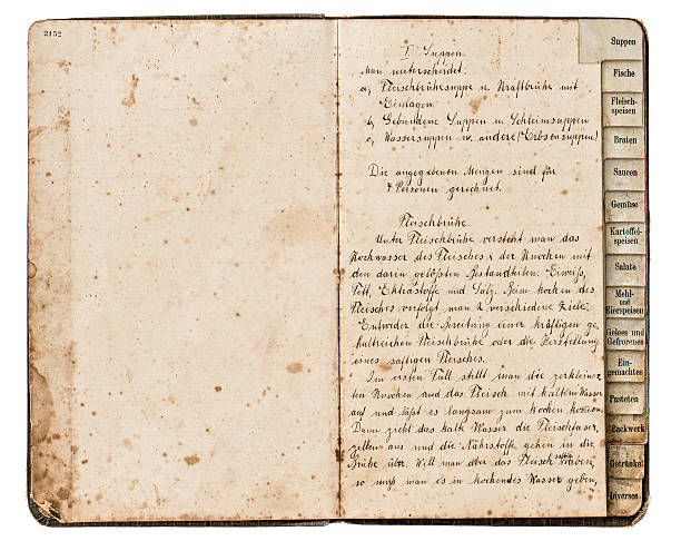 istock antique recipe book with handwritten text 495350415