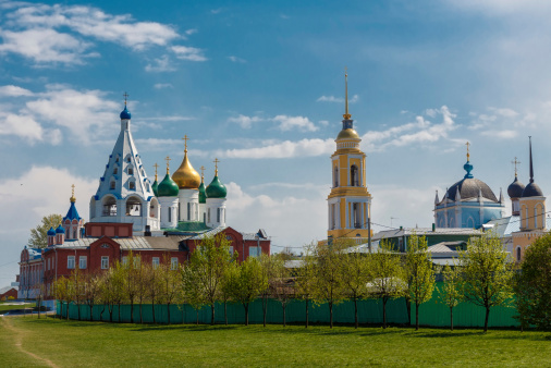 Inside the Kremlin, Tikhvin Cathedral, Uspensky Cathedral, Novo-Golutvin monastery. Kolomna Kremlin. Russia