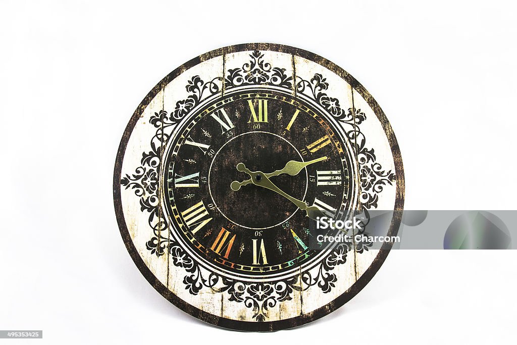 Clock isolated Old Clock on white background Backgrounds Stock Photo