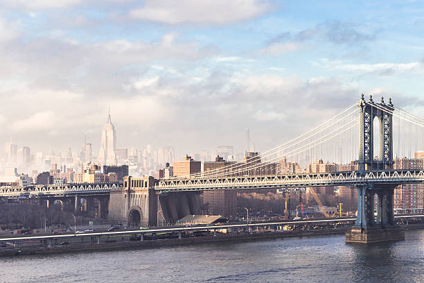 istock Manhattan bridge at dusk, New York City. 495354782