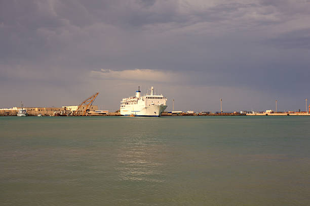 View of the Ship in the Trapani harbor, Italy