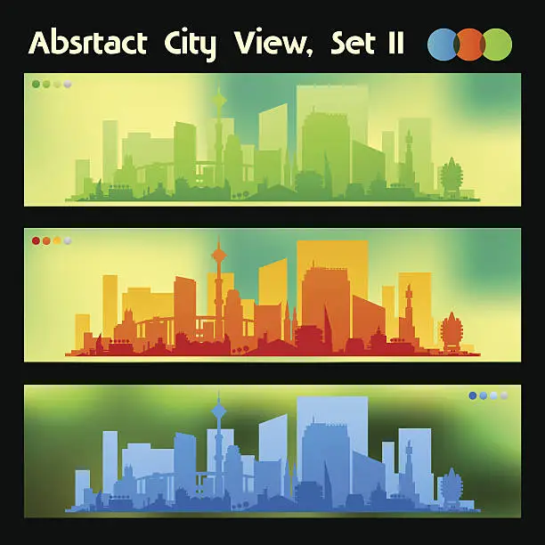 Vector illustration of City skylines banners collection