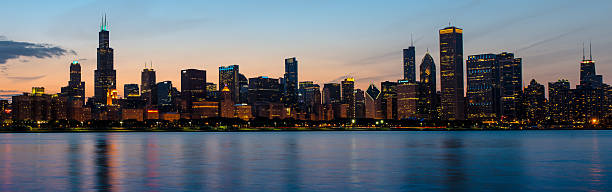 istock Chicago Skyline at dusk Main Three Buildings 495355845