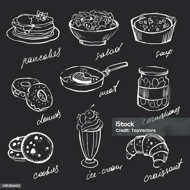 Menu Icons Stock Illustration - Download Image Now - 2015, Bread, Food